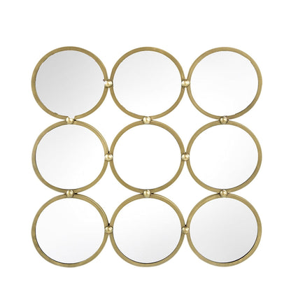 A&B Home Harmony 27" x 27" Bundle of 18 Champagne Gold Nine Circular Geometric Metal Frame Wall-Mounted Mirror