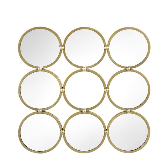 A&B Home Harmony 27" x 27" Bundle of 18 Champagne Gold Nine Circular Geometric Metal Frame Wall-Mounted Mirror