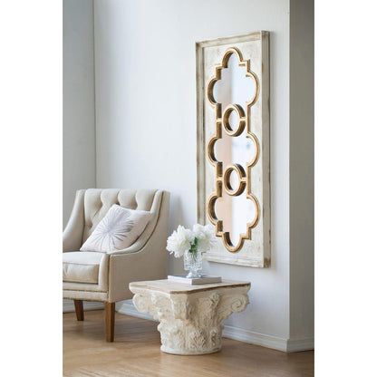 A&B Home Henley 58" x 28" Bundle of 6 Rectangular Distressed White and Gold Decorative Frame Wall-Mounted Mirror