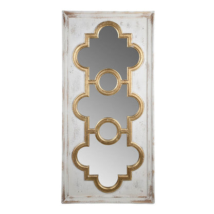 A&B Home Henley 58" x 28" Bundle of 6 Rectangular Distressed White and Gold Decorative Frame Wall-Mounted Mirror