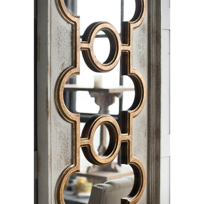 A&B Home Henley 58" x 28" Bundle of 8 Rectangular Distressed White and Gold Decorative Frame Wall-Mounted Mirror