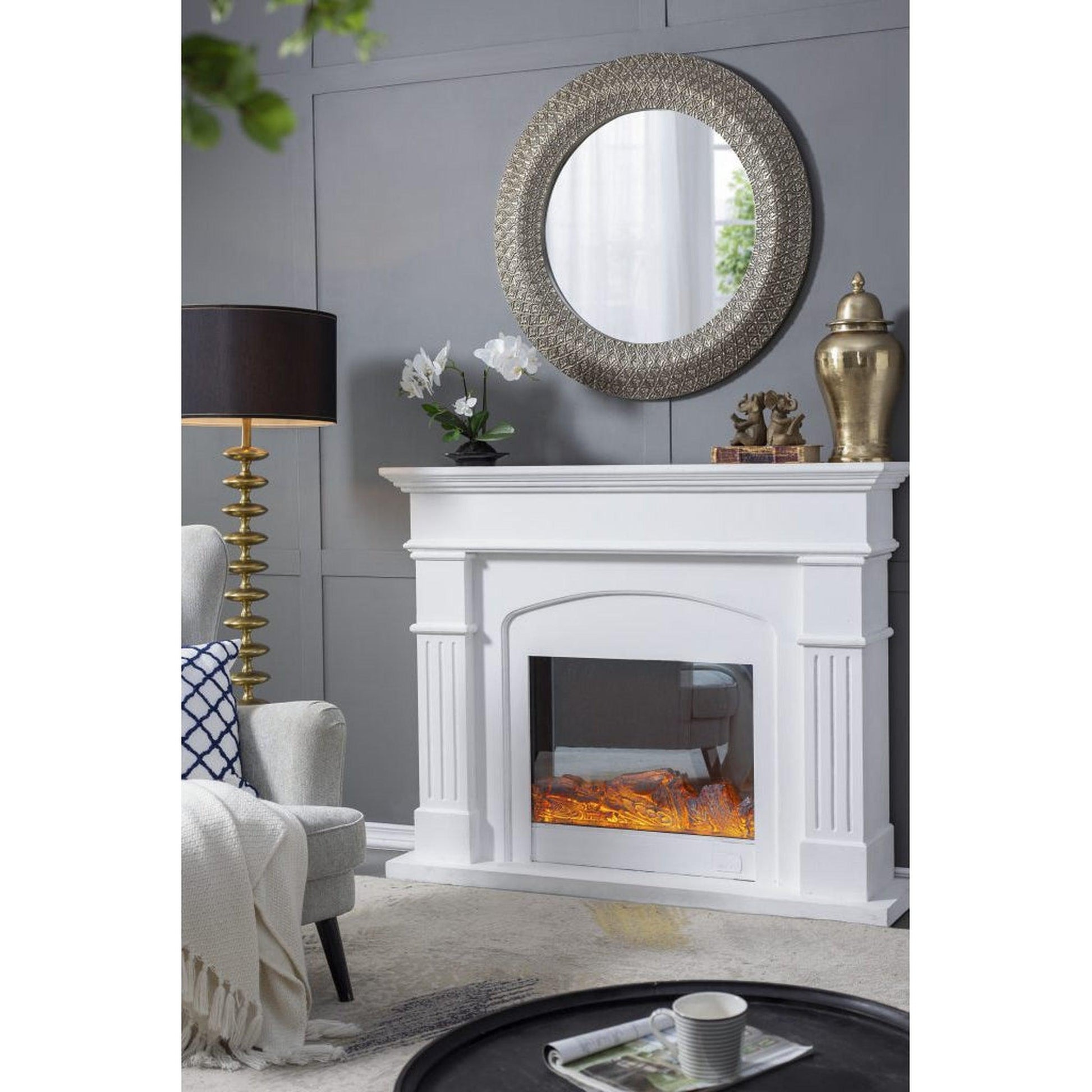 A&B Home Howe 39" x 39" Bundle of 10 Three Dimensional Round Muted Silver Frame Wall-Mounted Mirror