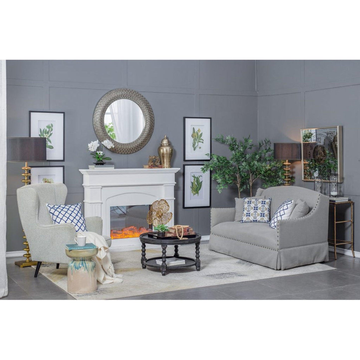 A&B Home Howe 39" x 39" Bundle of 10 Three Dimensional Round Muted Silver Frame Wall-Mounted Mirror