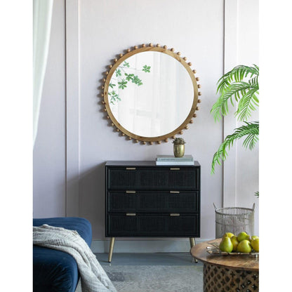 A&B Home Jasper 34" x 34" Bundle of 15 Round Natural Beaded Wooden Frame Wall-Mounted Mirror