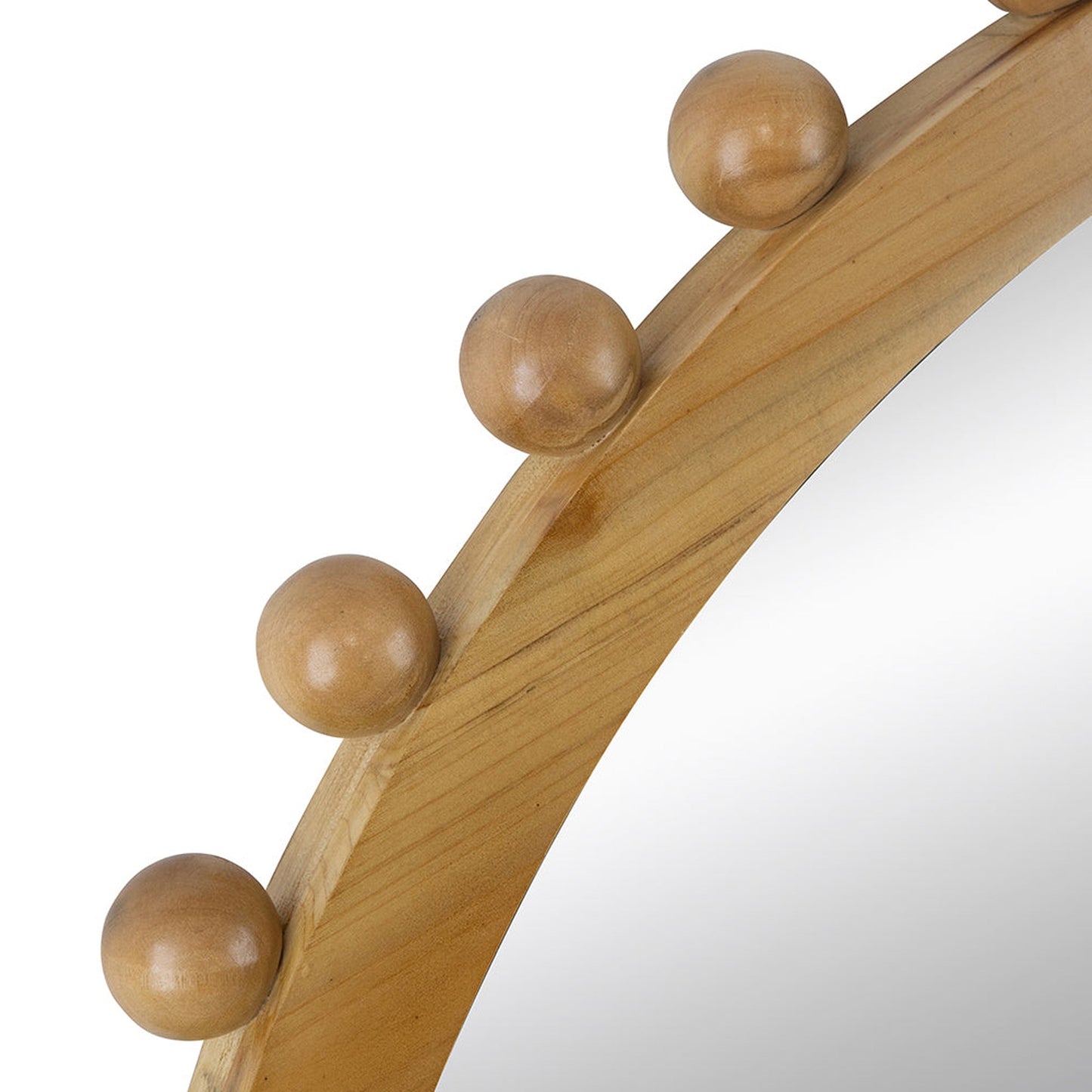 A&B Home Jasper 34" x 34" Bundle of 15 Round Natural Beaded Wooden Frame Wall-Mounted Mirror