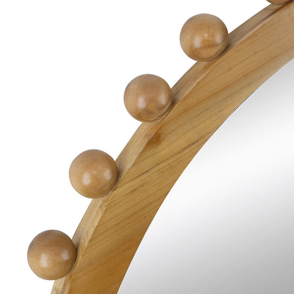 A&B Home Jasper 34" x 34" Bundle of 15 Round Natural Beaded Wooden Frame Wall-Mounted Mirror