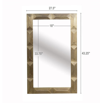 A&B Home Kameko 43" x 26" Bundle of 4 Rectangular Bronze With Geometrical Pattern Wooden Framed Wall-Mounted Mirror