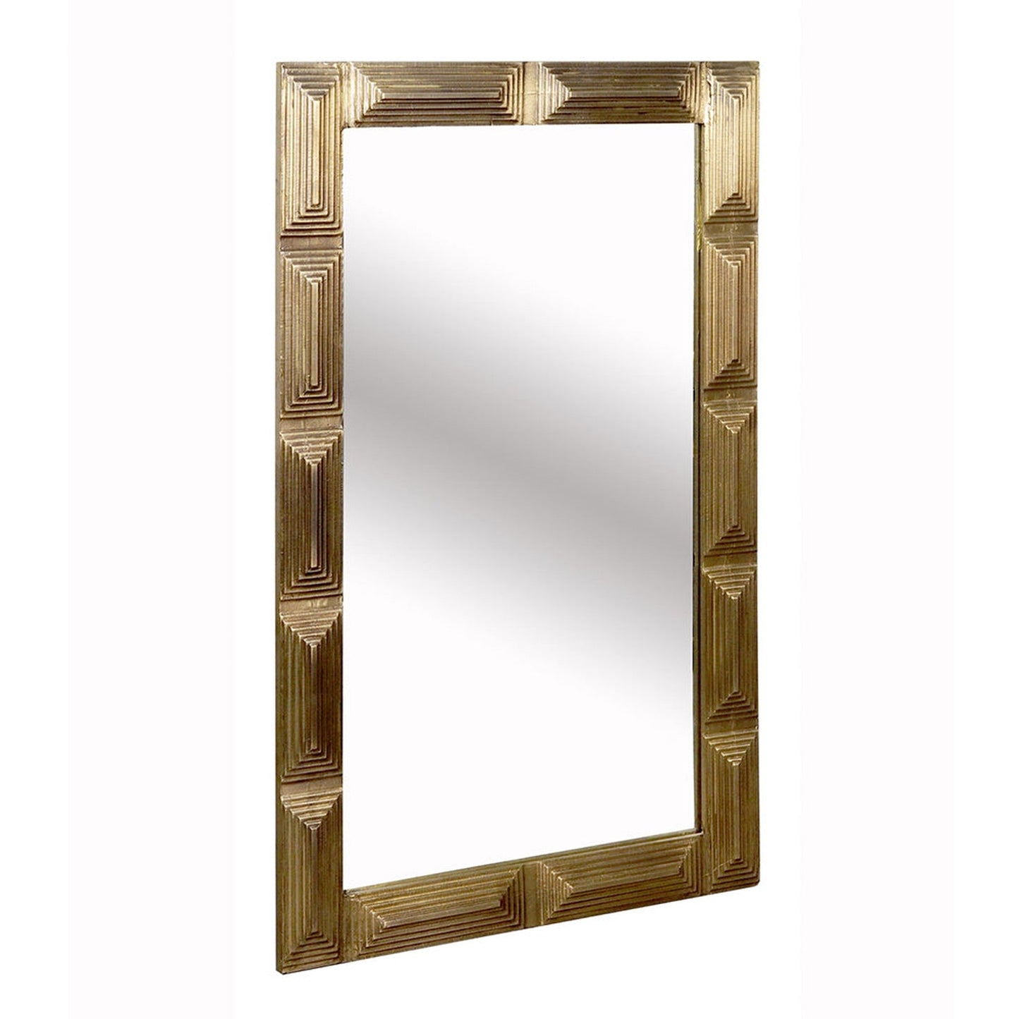 A&B Home Kameko 43" x 26" Bundle of 4 Rectangular Bronze With Geometrical Pattern Wooden Framed Wall-Mounted Mirror