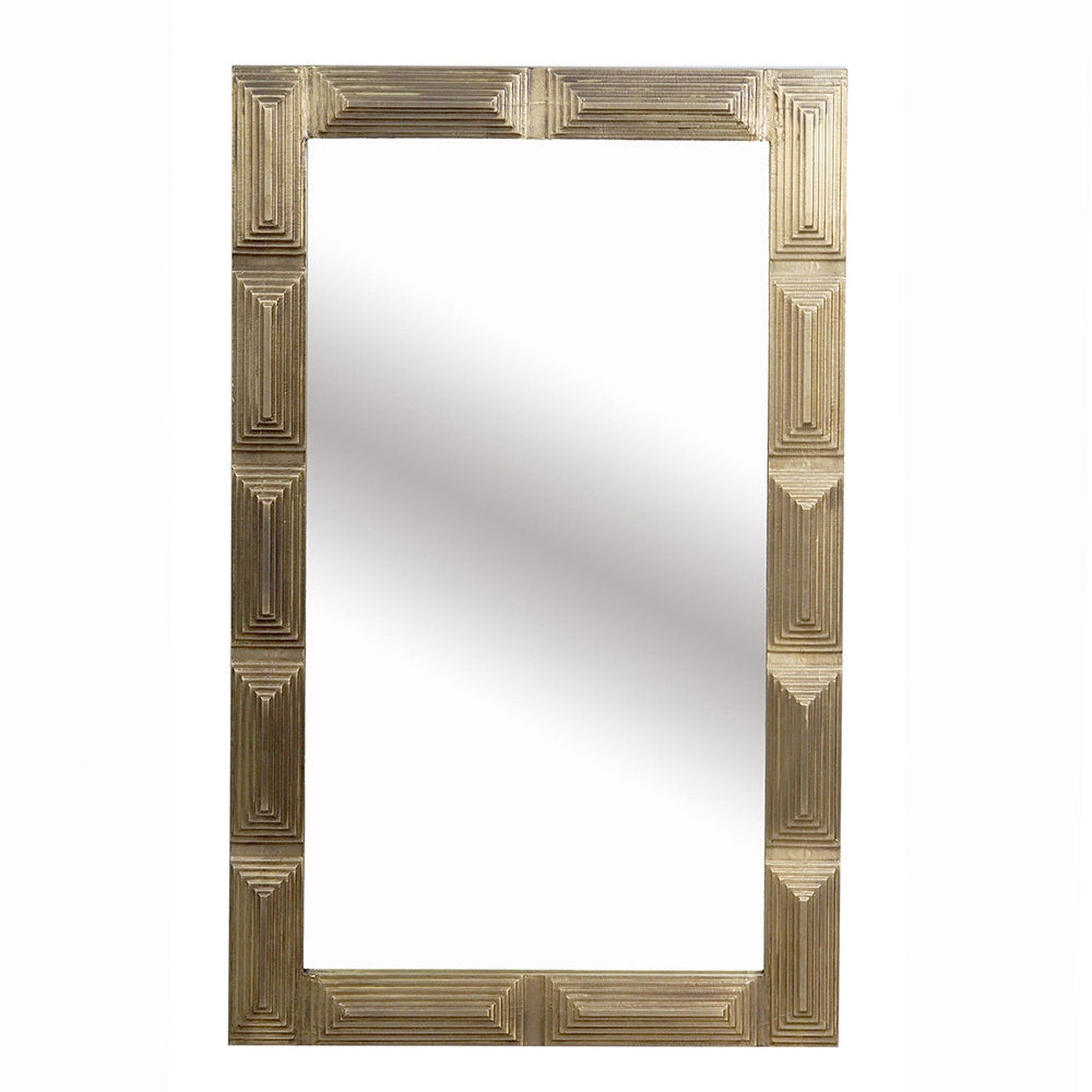 A&B Home Kameko 43" x 26" Bundle of 4 Rectangular Bronze With Geometrical Pattern Wooden Framed Wall-Mounted Mirror