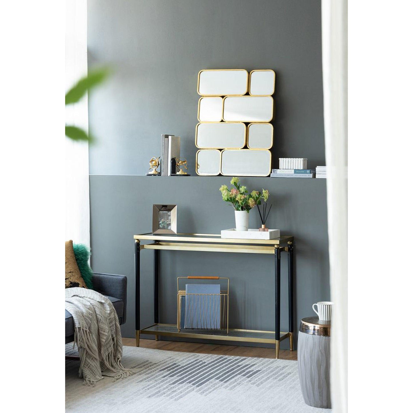 A&B Home Keeley 24" x 32" Bundle of 15 Gold Framed Rectangular Gold Metal Wall-Mounted Mirror