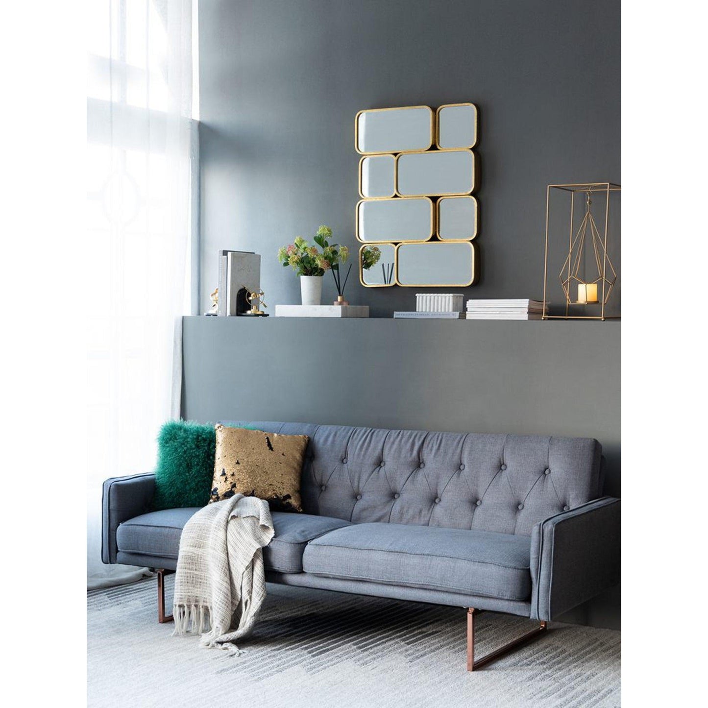 A&B Home Keeley 24" x 32" Bundle of 15 Gold Framed Rectangular Gold Metal Wall-Mounted Mirror