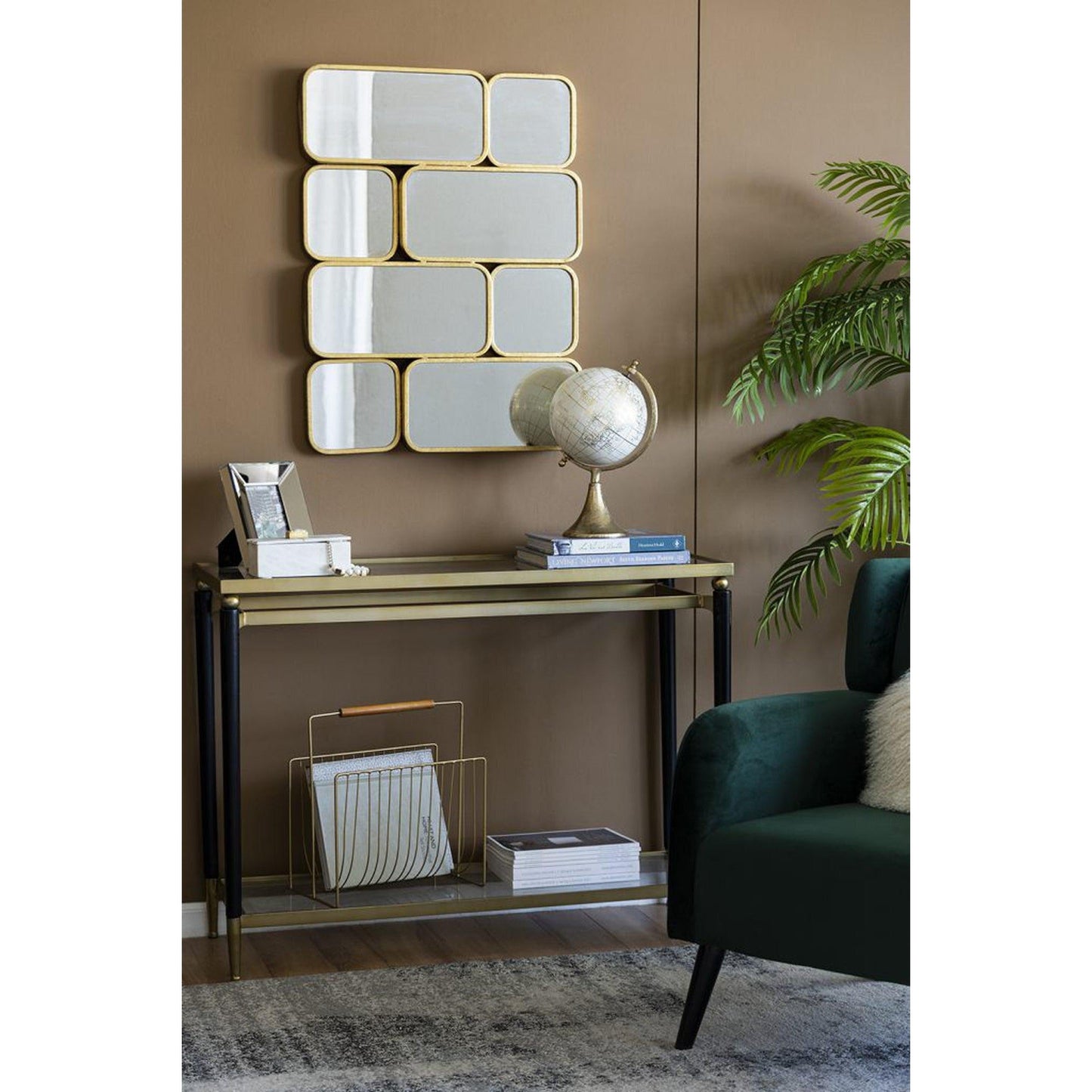 A&B Home Keeley 24" x 32" Bundle of 9 Gold Framed Rectangular Gold Metal Wall-Mounted Mirror