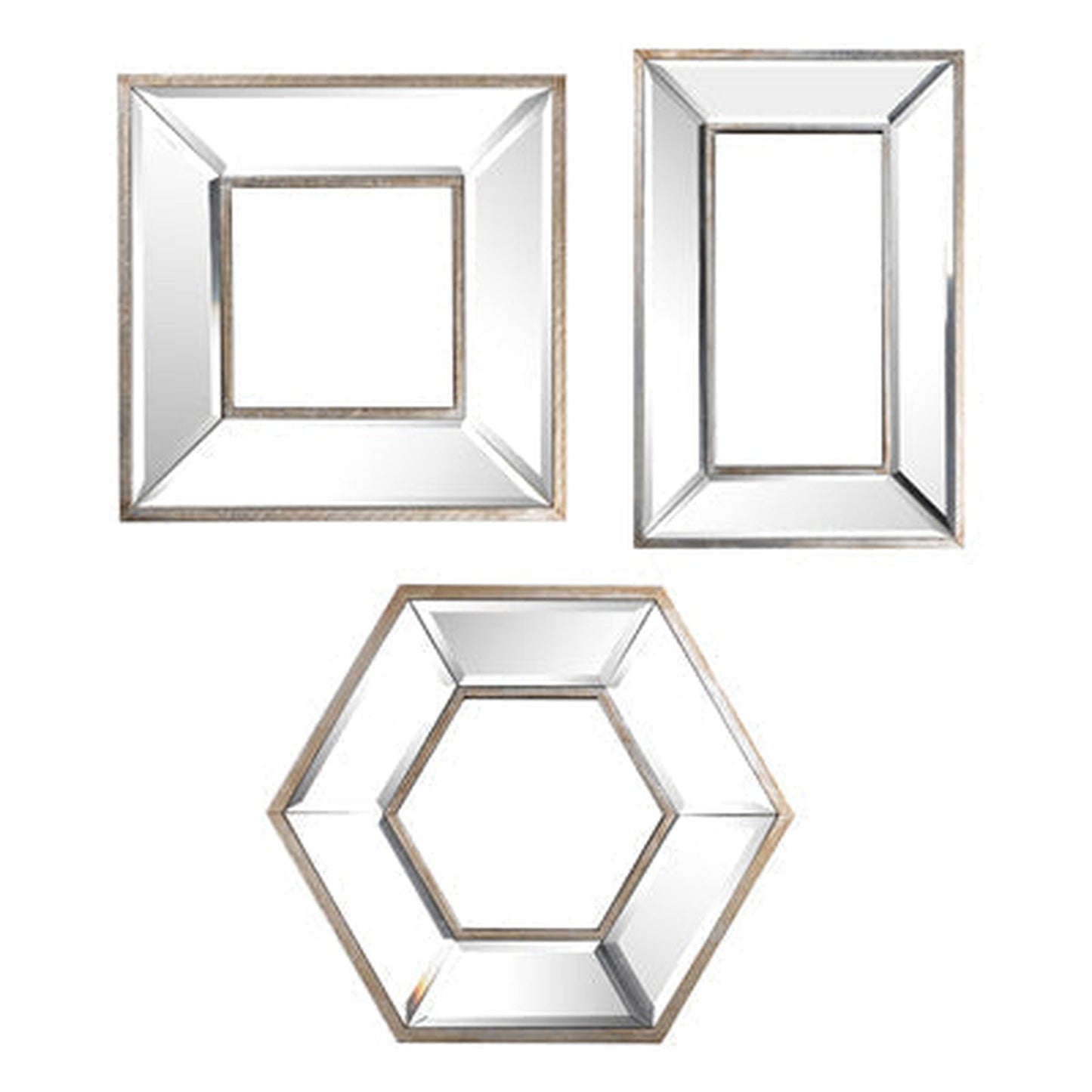 A&B Home Kirby Set of 3 Bundle of 14 Silver Wall-Mounted Mirror