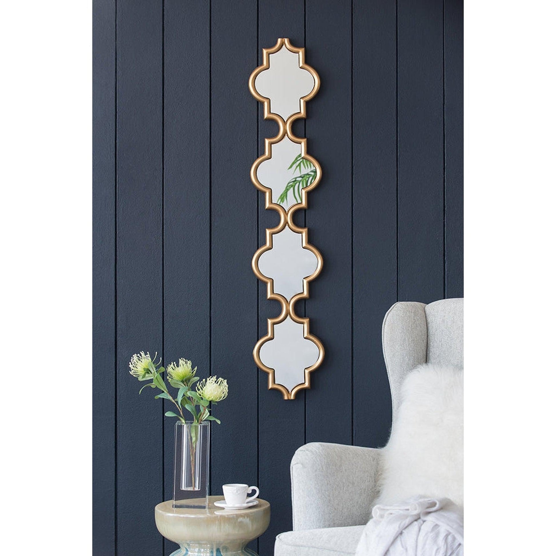 A&B Home Madlyn 9" x 47" Bundle of 36 Long Narrow Gold Frame Wall-Mounted Mirror