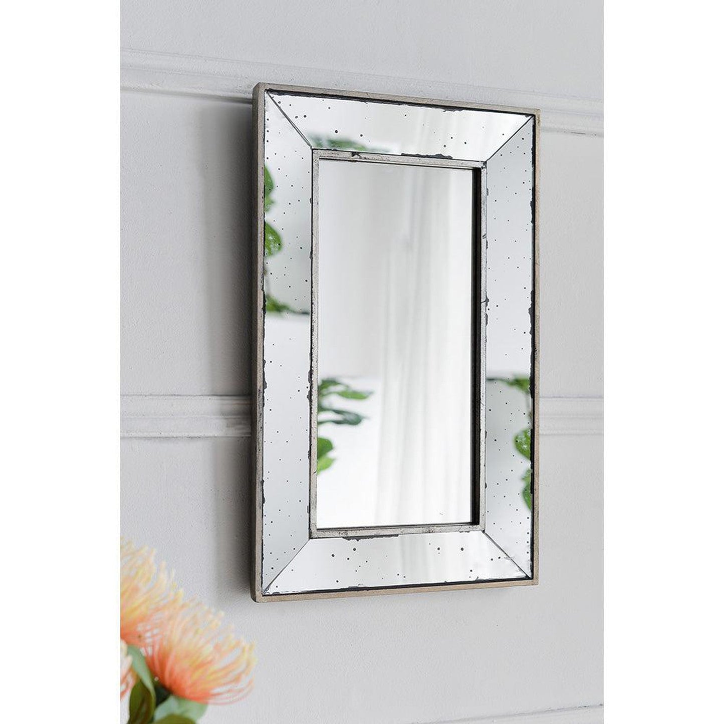 A&B Home Marion 9" x 12" Bundle of 86 Square Silver Wood Frame Wall-Mounted Mirror