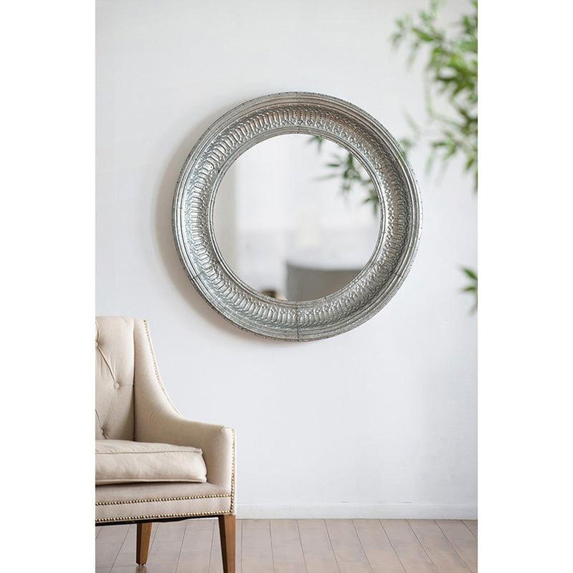 A&B Home Matis 45" x 45" Bundle of 8 Round Silver Frame Wall-Mounted Mirror