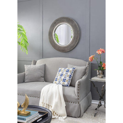 A&B Home Osborn 31" x 31" Bundle of 10 Round Shaped Muted Silver Metal Frame Wall-Mounted Mirror