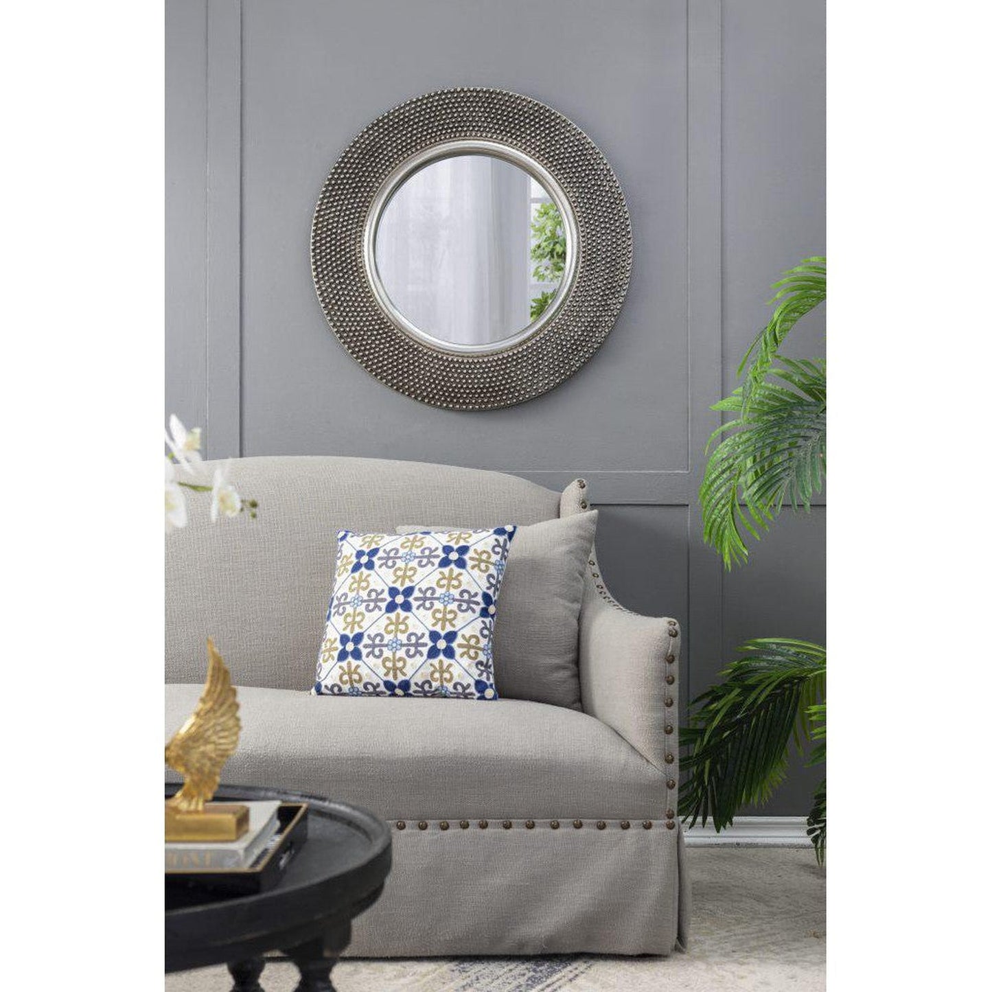 A&B Home Osborn 31" x 31" Bundle of 10 Round Shaped Muted Silver Metal Frame Wall-Mounted Mirror