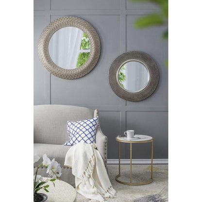 A&B Home Osborn 31" x 31" Bundle of 10 Round Shaped Muted Silver Metal Frame Wall-Mounted Mirror