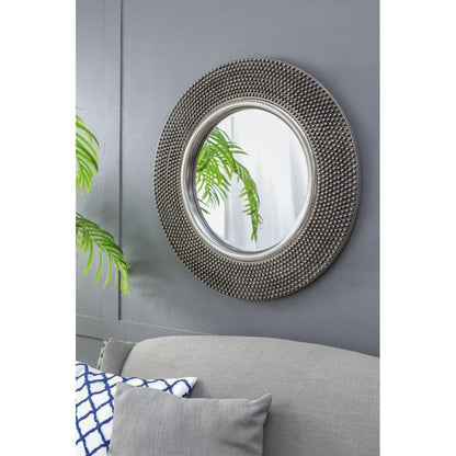 A&B Home Osborn 31" x 31" Bundle of 10 Round Shaped Muted Silver Metal Frame Wall-Mounted Mirror