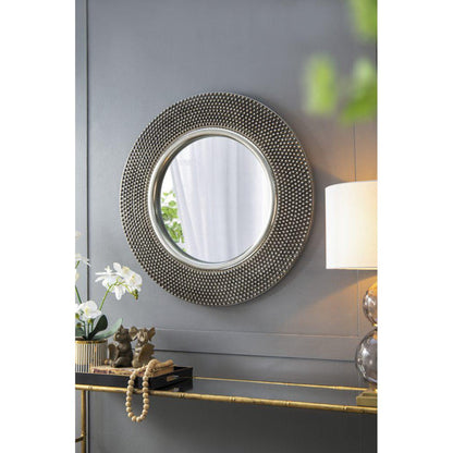 A&B Home Osborn 31" x 31" Bundle of 10 Round Shaped Muted Silver Metal Frame Wall-Mounted Mirror