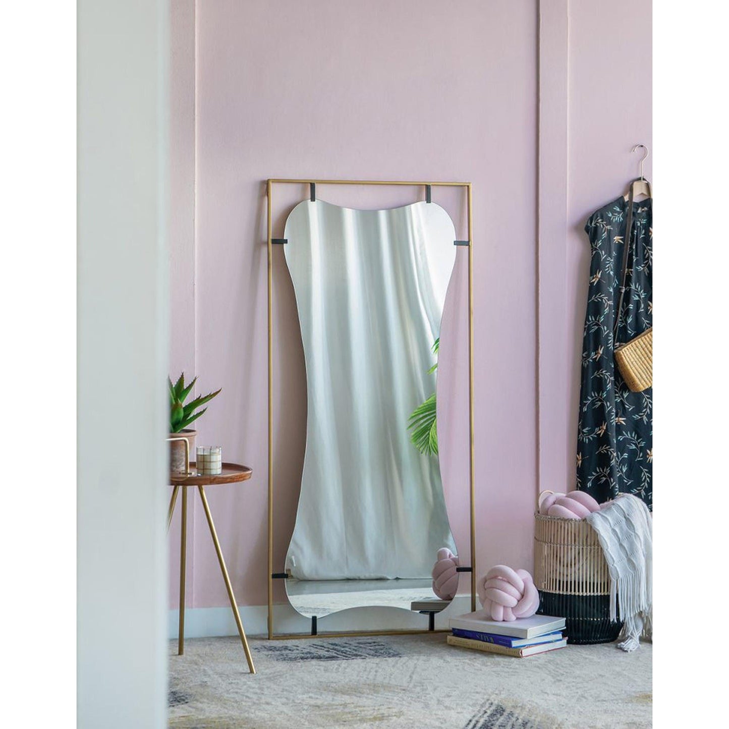 A&B Home Poppy 28" x 60" Bundle of 9 Rectangular Gold Metal Frame Wall-Mounted With Unique Cut Shaped Mirror