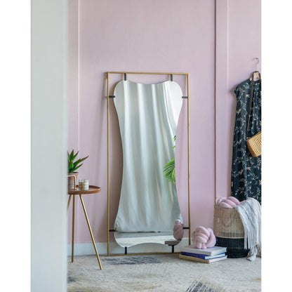 A&B Home Poppy 28" x 60" Bundle of 9 Rectangular Gold Metal Frame Wall-Mounted With Unique Cut Shaped Mirror