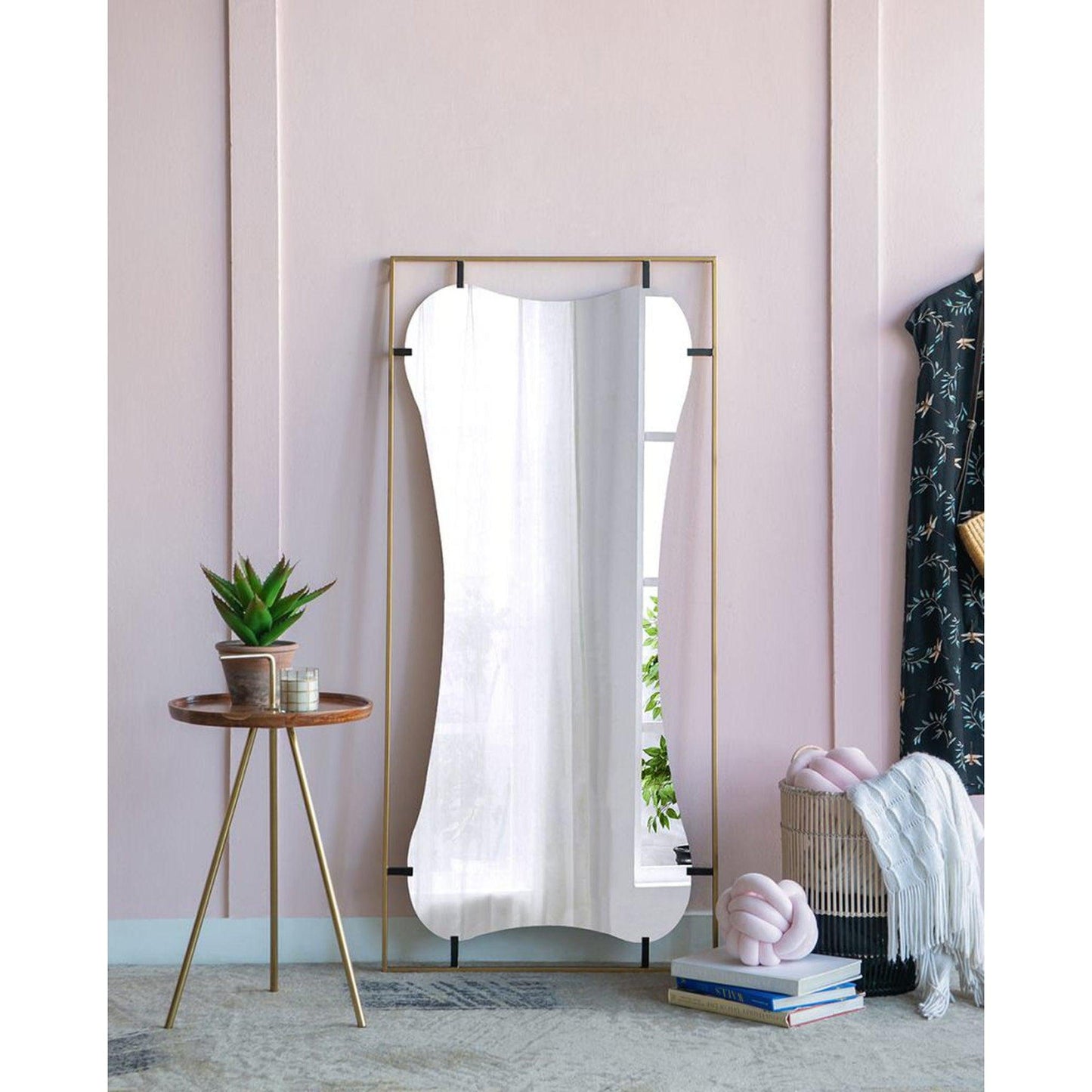 A&B Home Poppy 28" x 60" Bundle of 9 Rectangular Gold Metal Frame Wall-Mounted With Unique Cut Shaped Mirror