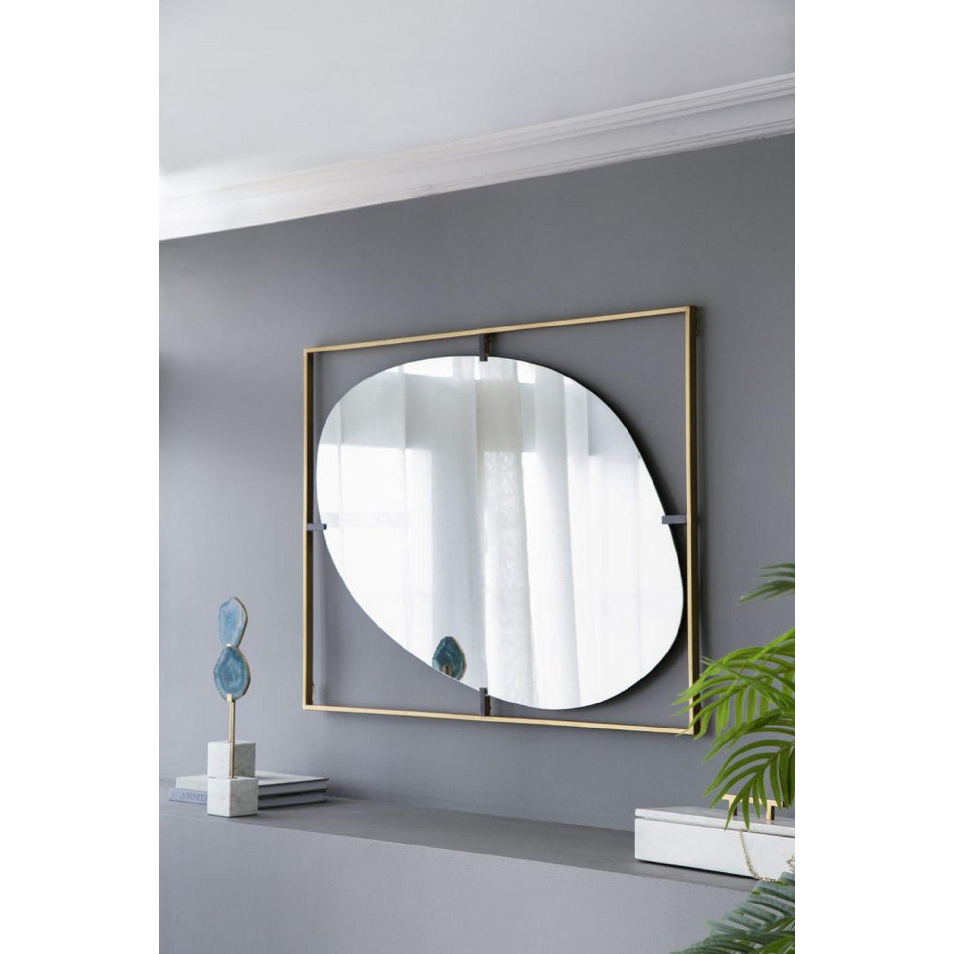 A&B Home Poppy 30" x 40" Bundle of 12 Rectangular Gold Metal Frame Wall-Mounted With Oval Shaped Mirror