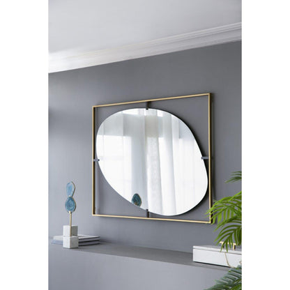 A&B Home Poppy 30" x 40" Bundle of 12 Rectangular Gold Metal Frame Wall-Mounted With Oval Shaped Mirror