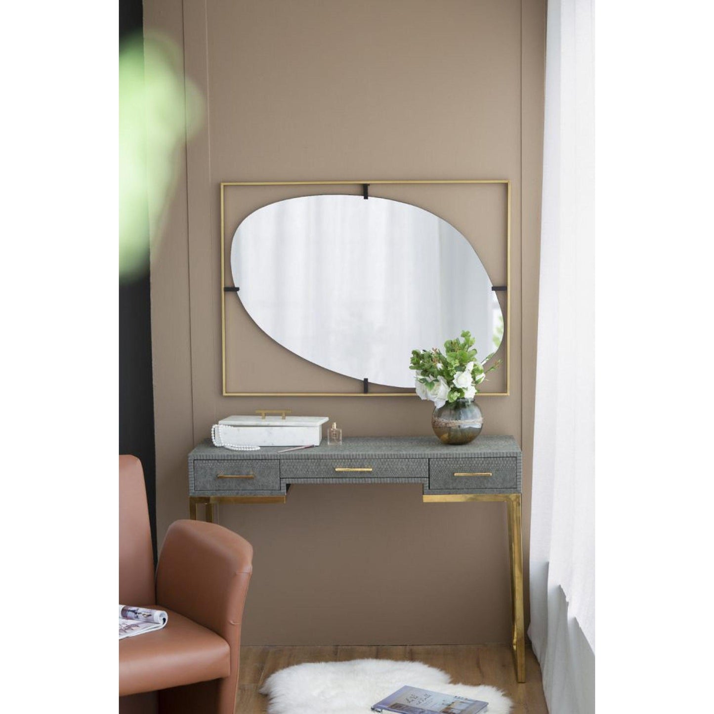A&B Home Poppy 30" x 40" Bundle of 12 Rectangular Gold Metal Frame Wall-Mounted With Oval Shaped Mirror