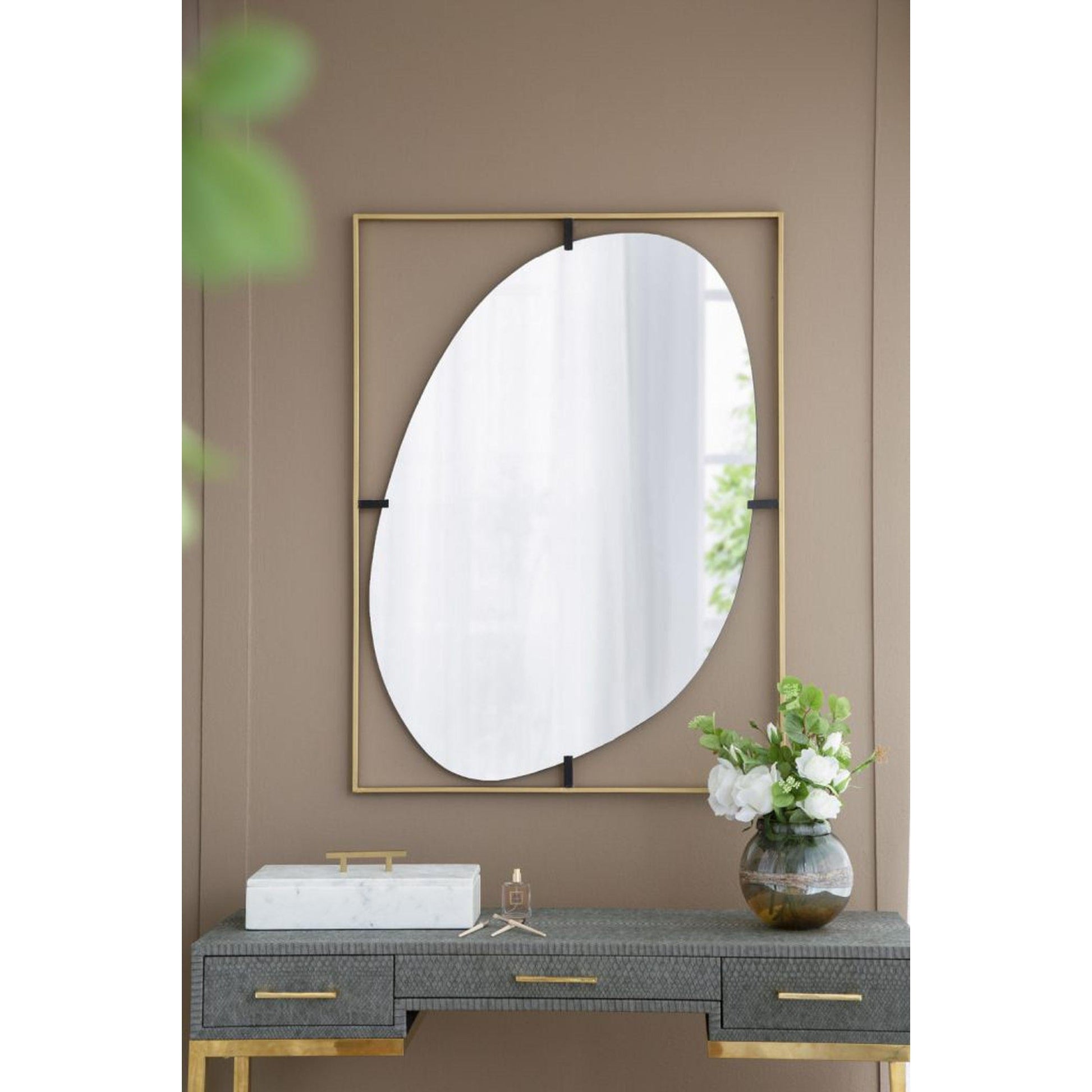 A&B Home Poppy 30" x 40" Bundle of 12 Rectangular Gold Metal Frame Wall-Mounted With Oval Shaped Mirror
