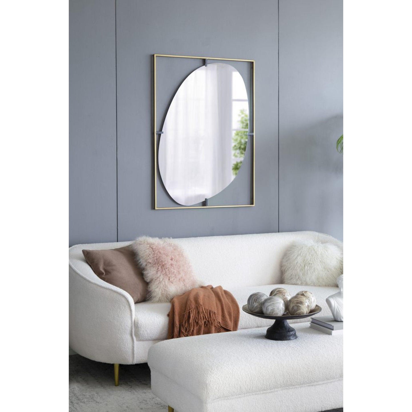 A&B Home Poppy 30" x 40" Bundle of 9 Rectangular Gold Metal Frame Wall-Mounted With Oval Shaped Mirror