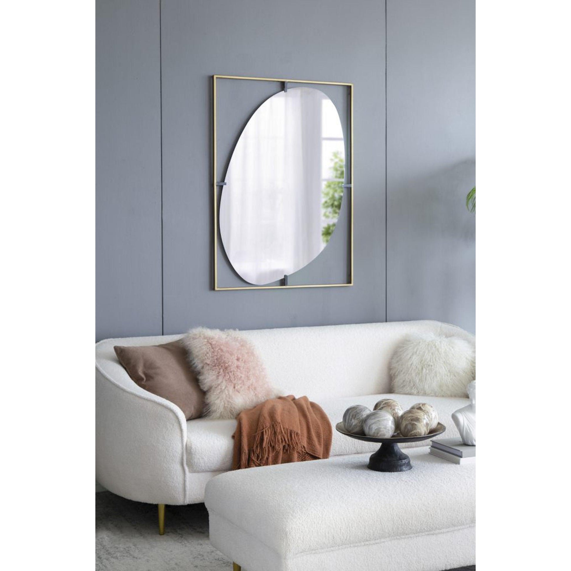 A&B Home Poppy 30" x 40" Bundle of 9 Rectangular Gold Metal Frame Wall-Mounted With Oval Shaped Mirror