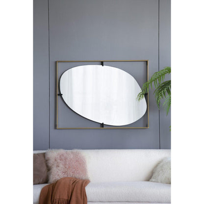 A&B Home Poppy 30" x 40" Bundle of 9 Rectangular Gold Metal Frame Wall-Mounted With Oval Shaped Mirror