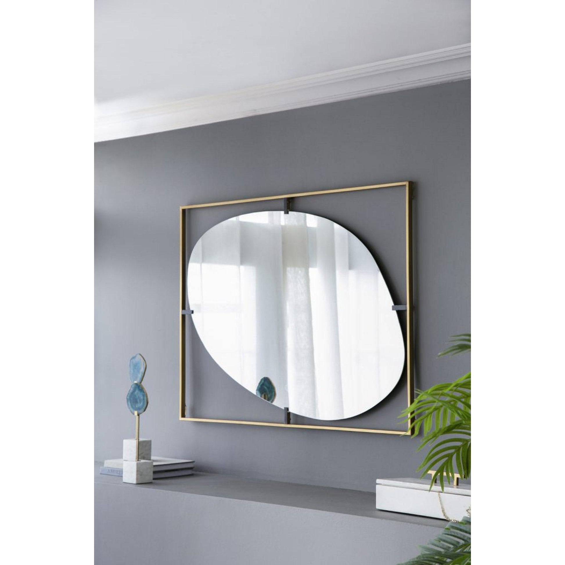 A&B Home Poppy 30" x 40" Bundle of 9 Rectangular Gold Metal Frame Wall-Mounted With Oval Shaped Mirror