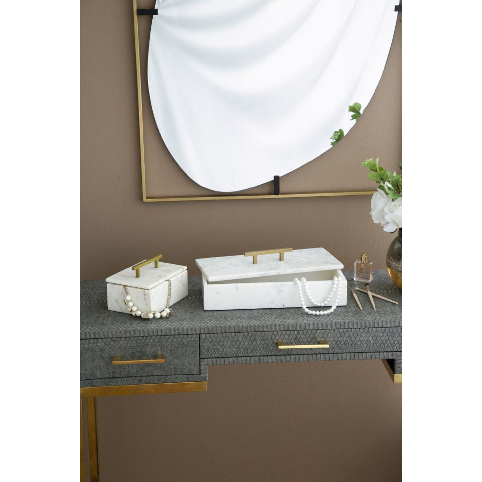 A&B Home Poppy 30" x 40" Bundle of 9 Rectangular Gold Metal Frame Wall-Mounted With Oval Shaped Mirror