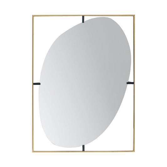 A&B Home Poppy 30" x 40" Bundle of 9 Rectangular Gold Metal Frame Wall-Mounted With Oval Shaped Mirror