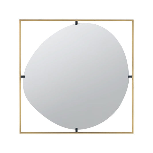 A&B Home Poppy 32" x 32" Bundle of 10 Rectangular Gold Metal Frame Wall-Mounted With Circular Shaped Mirror