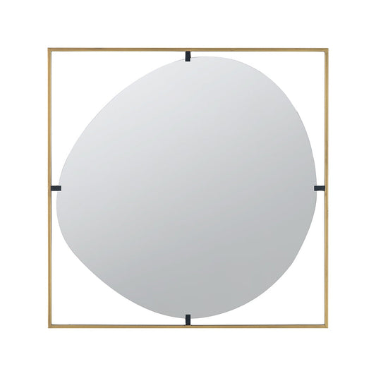 A&B Home Poppy 32" x 32" Bundle of 15 Rectangular Gold Metal Frame Wall-Mounted With Circular Shaped Mirror
