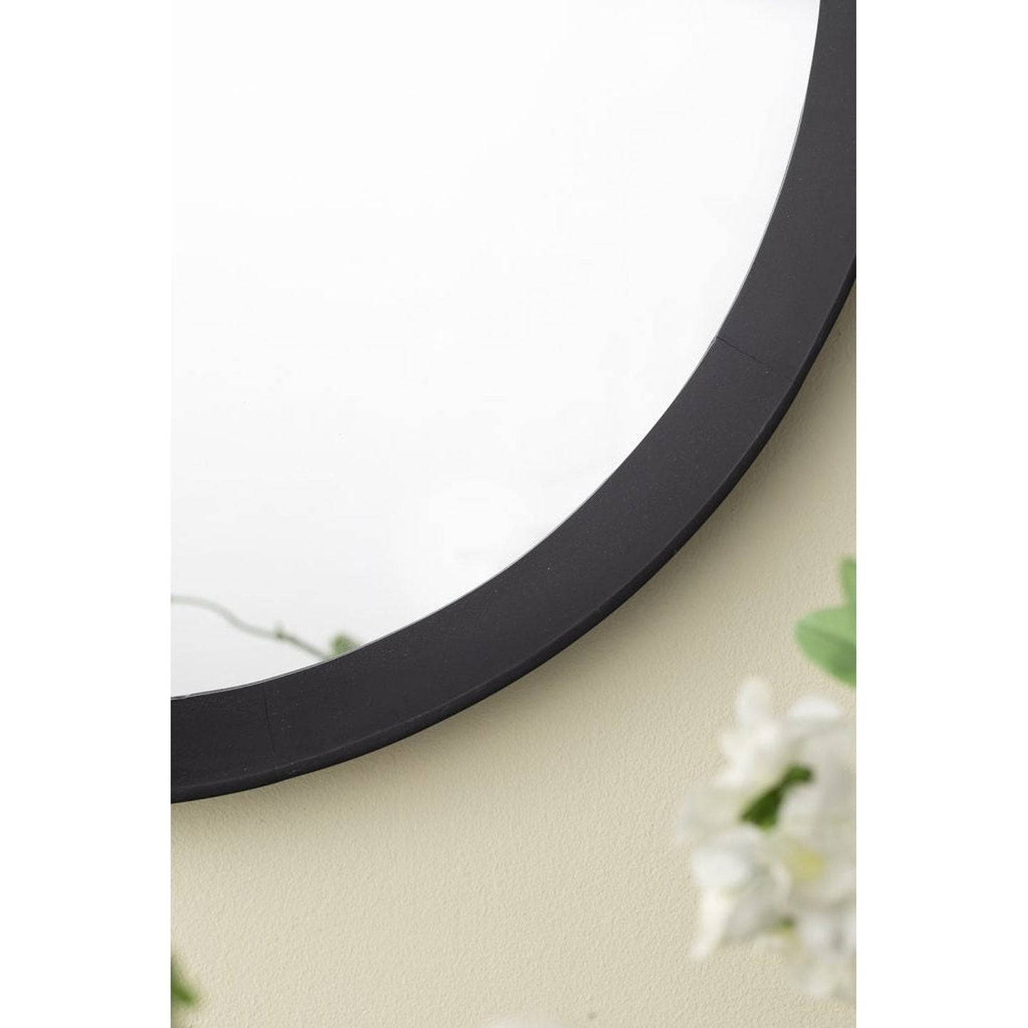 A&B Home Porthole 20" x 20" Bundle of 33 Round Black Mango Wood Frame Wall-Mounted Mirror