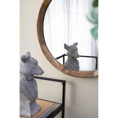 A&B Home Porthole 20" x 20" Bundle of 33 Round Brown Mango Wood Frame Wall-Mounted Mirror