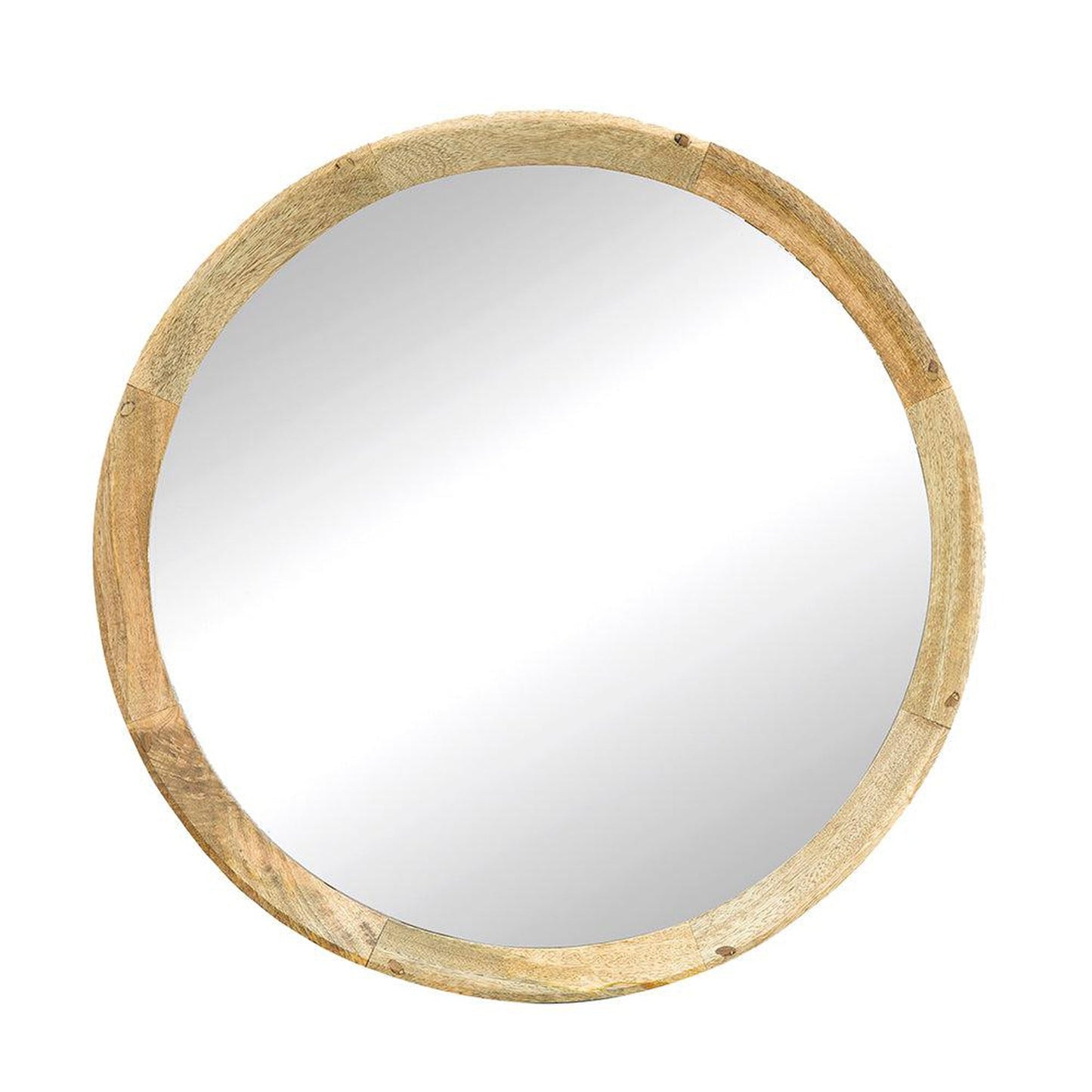 A&B Home Porthole 20" x 20" Bundle of 33 Round Brown Mango Wood Frame Wall-Mounted Mirror