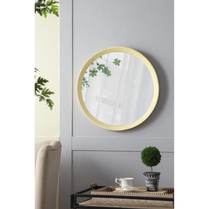 A&B Home Porthole 20" x 20" Bundle of 33 Round Cream Mango Wood Frame Wall-Mounted Mirror