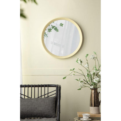 A&B Home Porthole 20" x 20" Bundle of 33 Round Cream Mango Wood Frame Wall-Mounted Mirror