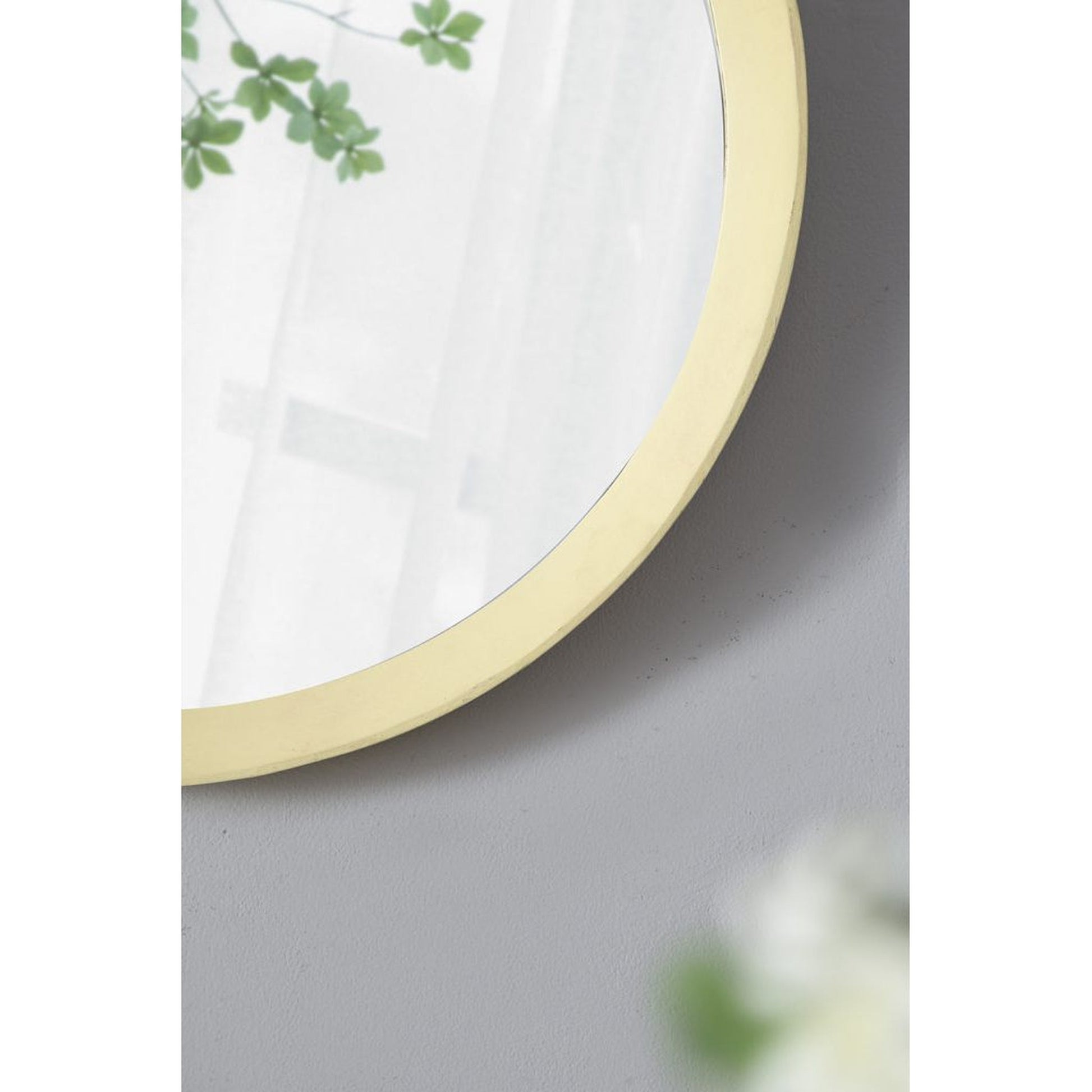 A&B Home Porthole 20" x 20" Bundle of 33 Round Cream Mango Wood Frame Wall-Mounted Mirror