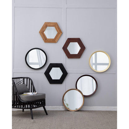 A&B Home Porthole 20" x 20" Bundle of 33 Round Cream Mango Wood Frame Wall-Mounted Mirror