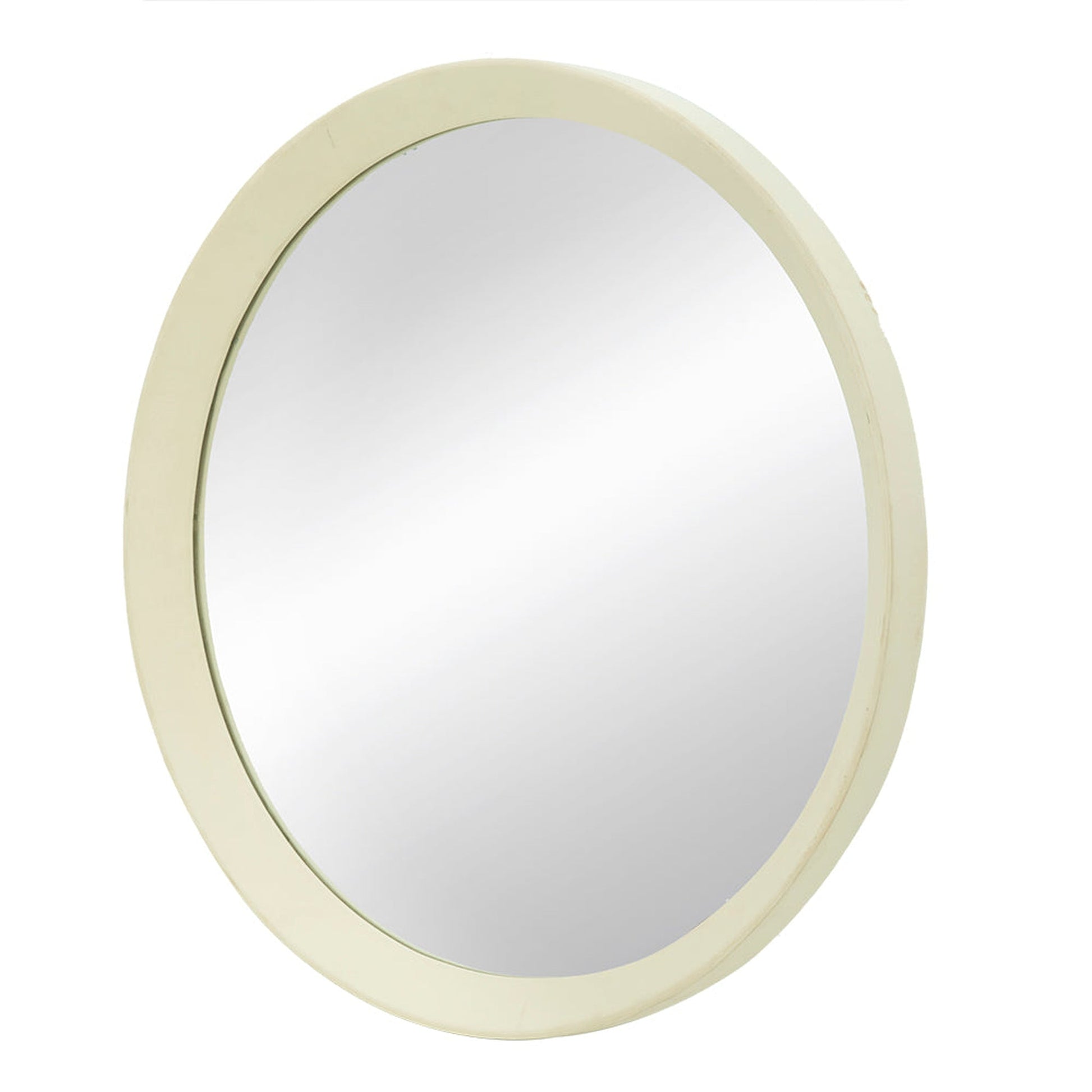 A&B Home Porthole 20" x 20" Bundle of 33 Round Cream Mango Wood Frame Wall-Mounted Mirror