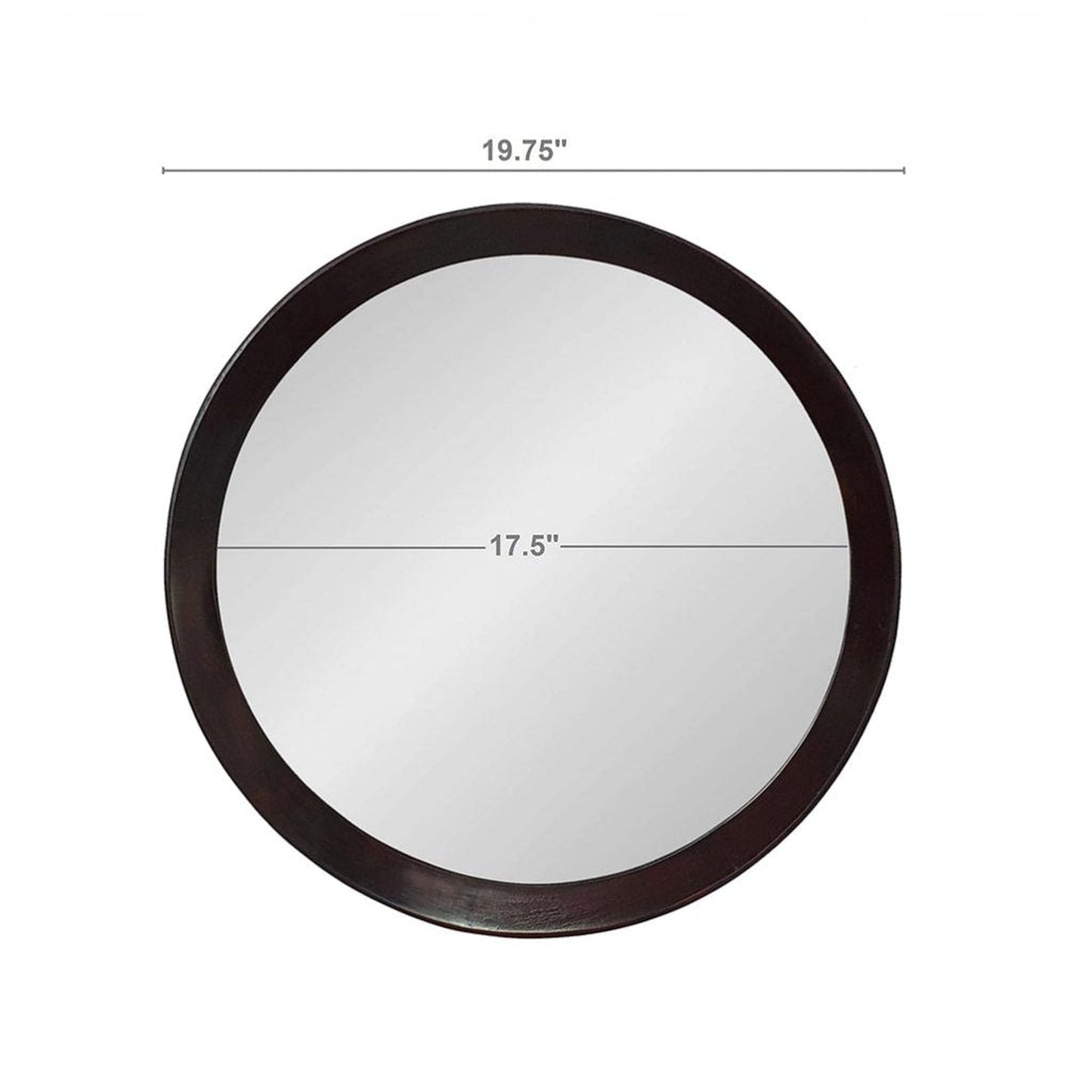 A&B Home Porthole 20" x 20" Bundle of 33 Round Dark Brown Mango Wood Frame Wall-Mounted Mirror