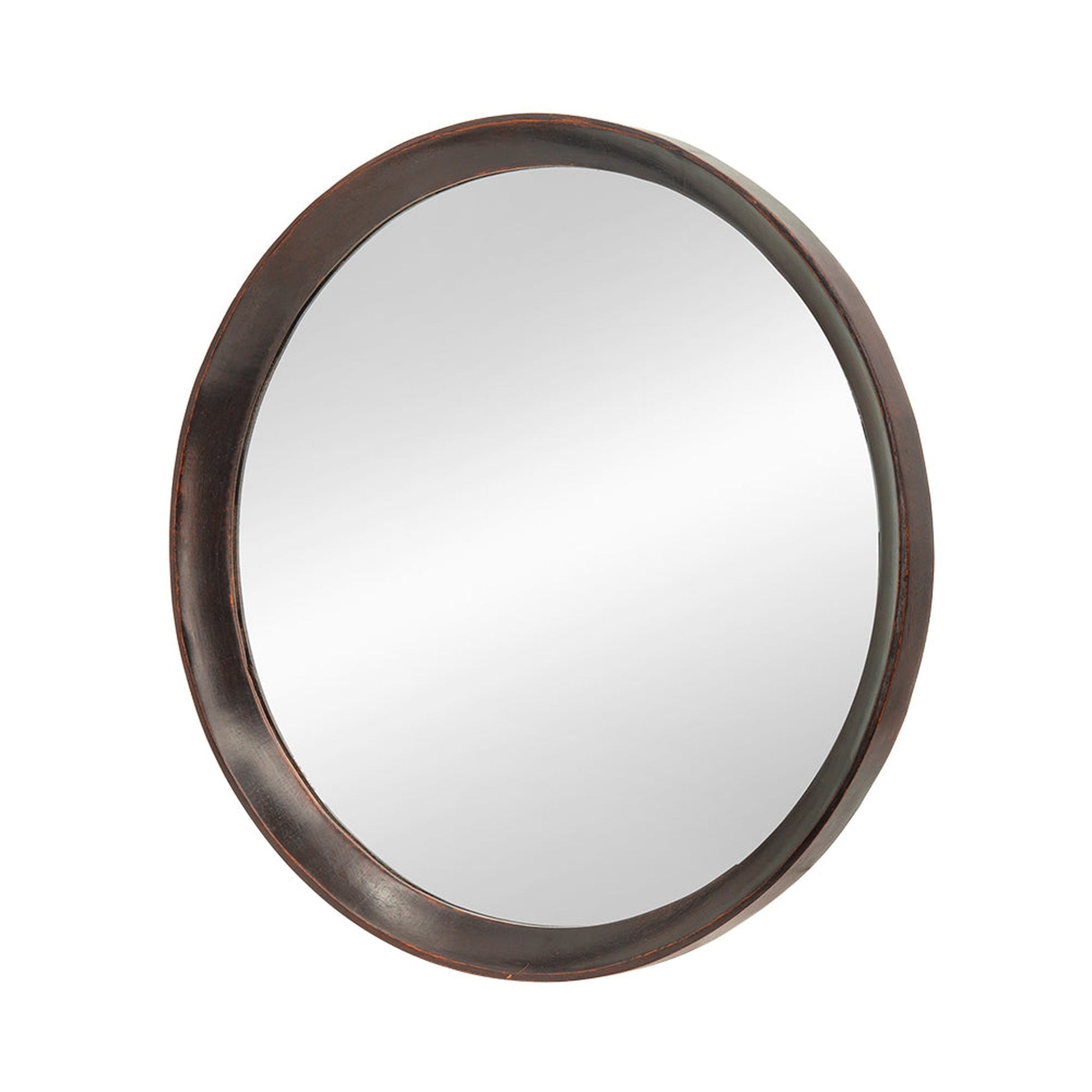 A&B Home Porthole 20" x 20" Bundle of 33 Round Dark Brown Mango Wood Frame Wall-Mounted Mirror